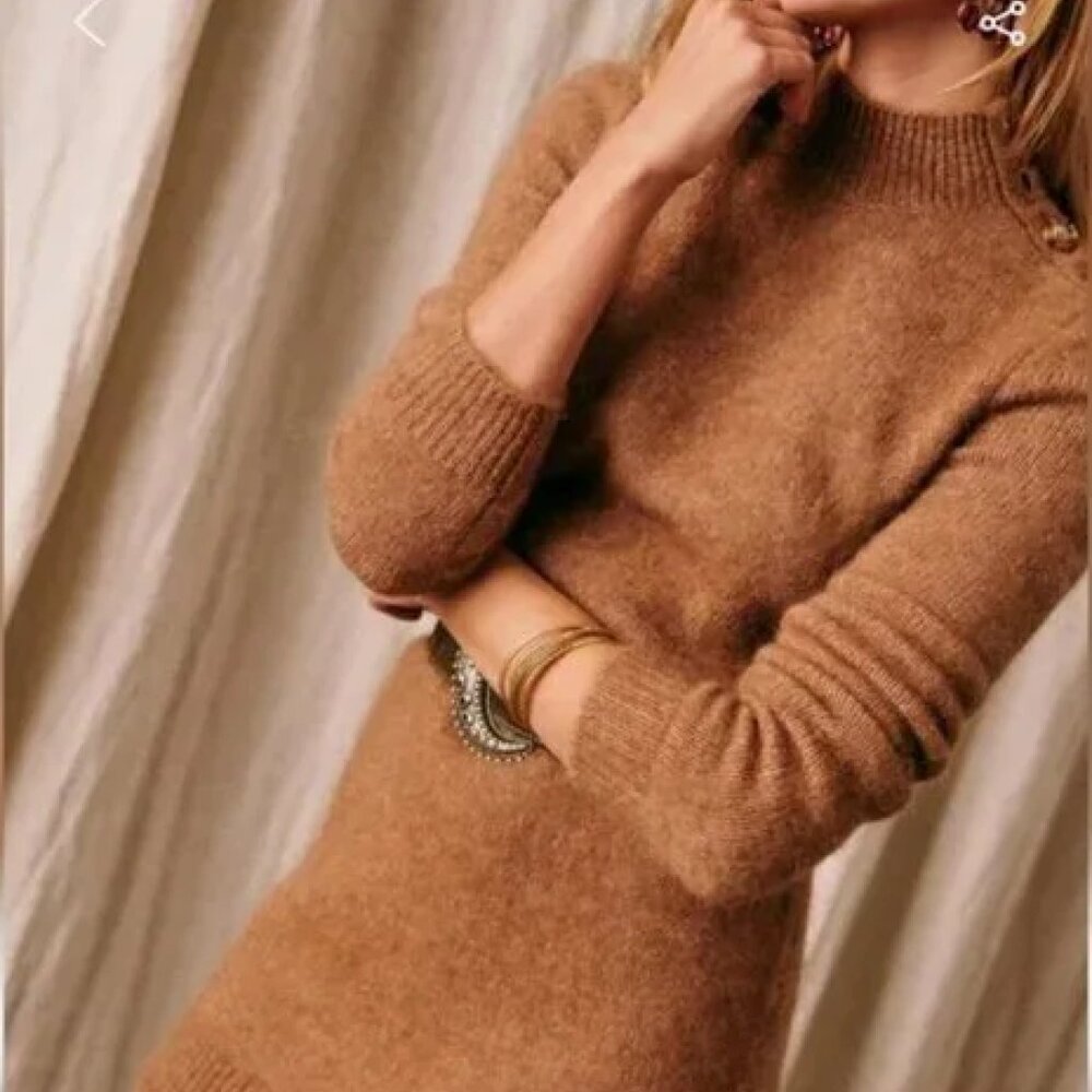 Sezane Polly Dress in Camel Size Medium